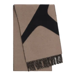 Trolle Star logo Wool & Cashmere Scarf - Black/Taupe
