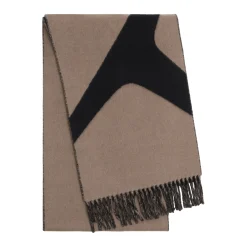 Trolle Star logo Wool & Cashmere Scarf - Black/Taupe