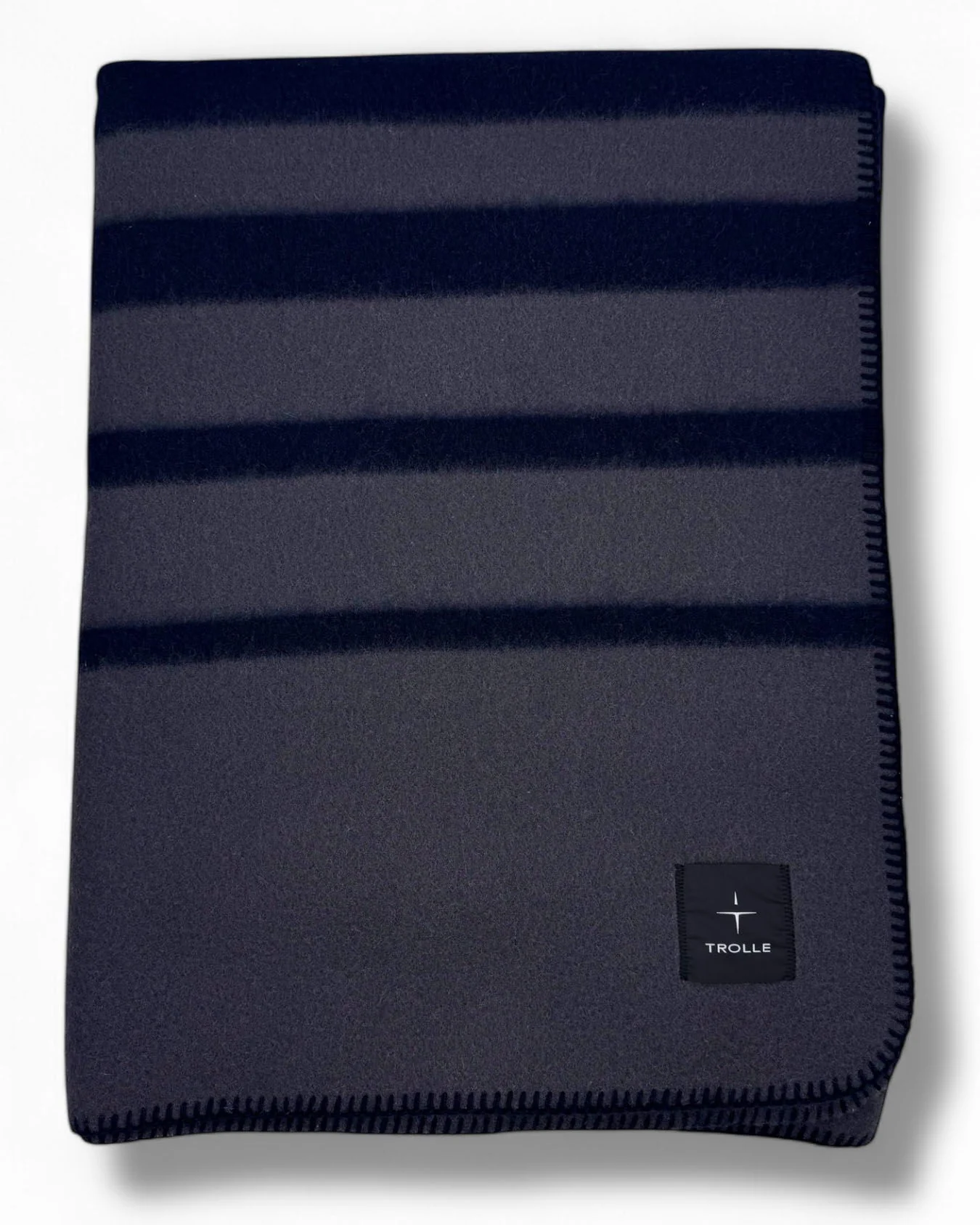 Trolle Faded Stripe Wool Blanket - Navy/Grey