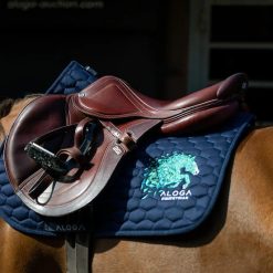 Aloga Jumping Saddle Pad With Logo - Navy/Silver