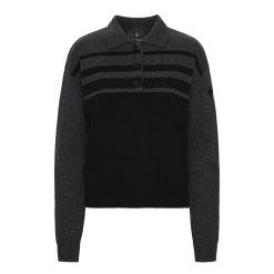 Trolle Projects Cashmere & Wool Polo Sweater - Black/Grey