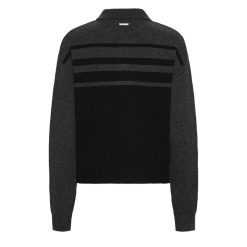 Alternative view of Trolle Projects Cashmere & Wool Polo Sweater - Black/Grey