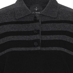 Trolle Projects Cashmere & Wool Polo Sweater - Black/Grey - Bilde 3