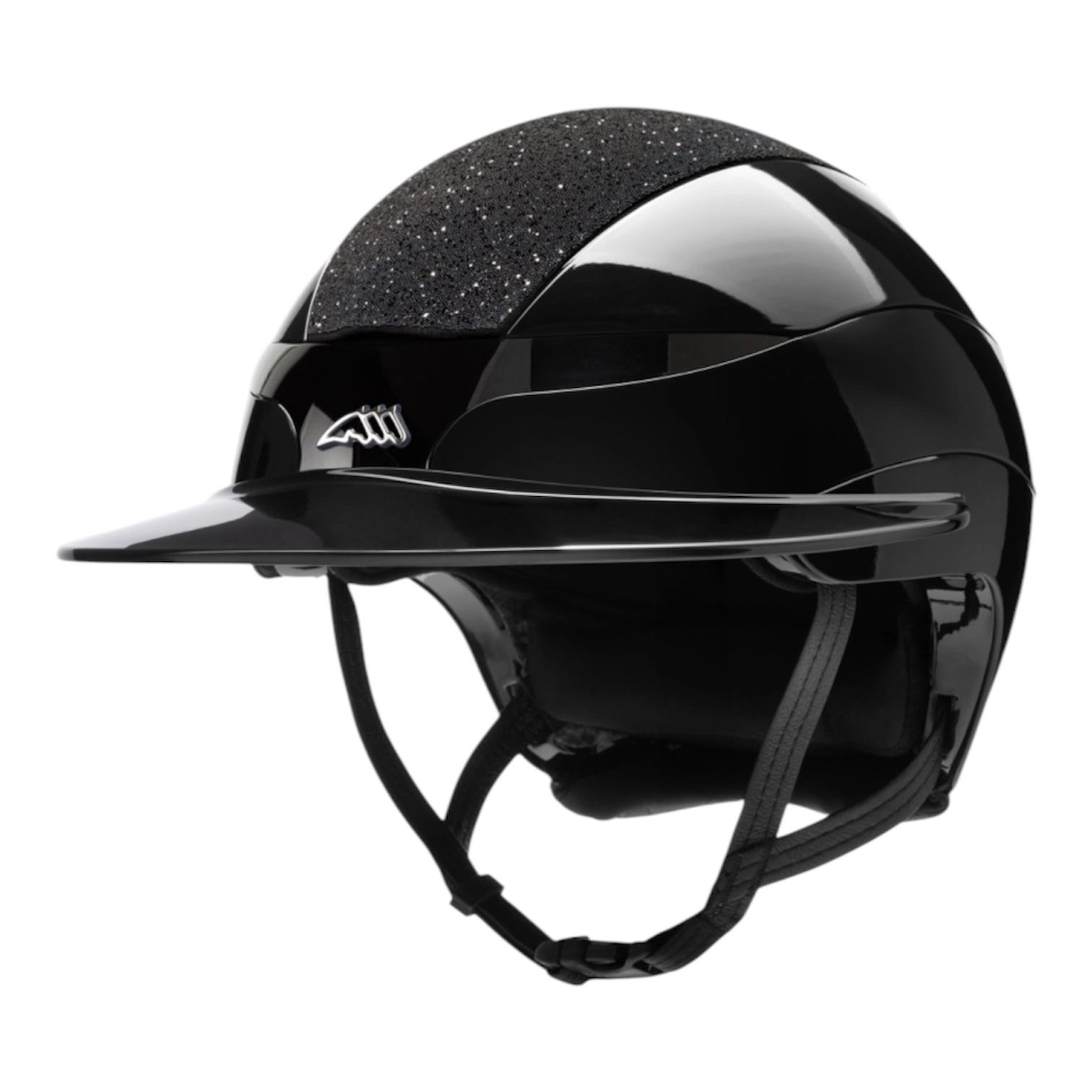 Equiline Xanto Helmet Glossy With Swarovski Top/Metallic Logo - Black